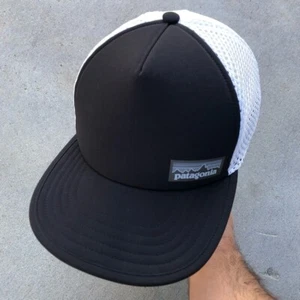 Patagonia Black & White Nylon Mesh Back Adjustable Breathable Hat - Picture 1 of 9