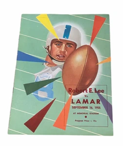 Programa de fútbol americano de la escuela secundaria Robert E Lee vs Lamar 16 de septiembre de 1955 de colección - Imagen 1 de 3