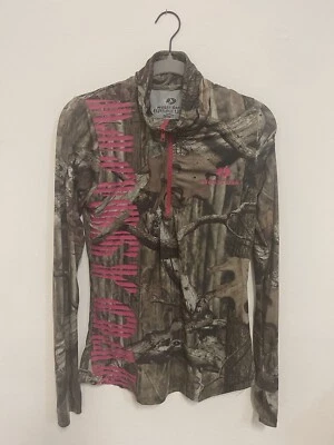 Chaqueta de rendimiento Mossy Oak Country para mujer 1/4 cremallera talla M manga larga camuflaje rosa Foto 1 de 4