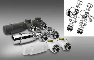 Multiblock Heizkörper Thermostatventil Anschlussgarnitur Mittelanschluss Heizung - Bild 1 von 2