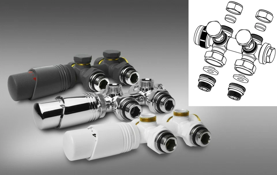 JWS Multiblock Heizkörper Thermostatventil Anschlussgarnitur Mittelanschluss Heizung