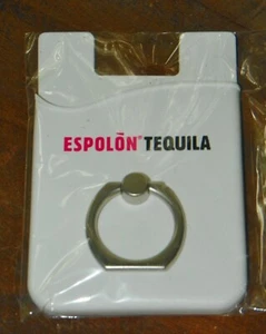 NEW White Silicone ESPOLON Tequila Promo Metal RING Phone STAND Card ID HOLDER - Picture 1 of 2
