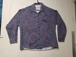 vintage Anchor Blue button up shirt paisley purple Men's L USA Cotton - Picture 1 of 19