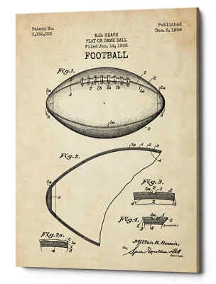 Epic граффити «Футбол чертеж патент пергамент» жикле холст настенное искусство - Изображение 1 из 2