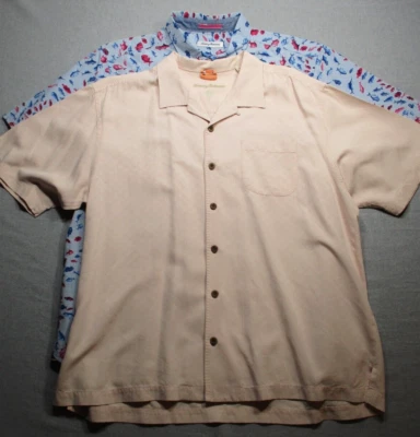 Lote de 2 Camisas Tommy Bahama Hombres Talla XL Abotonadas Manga Corta Seda Pez Foto 1 de 4