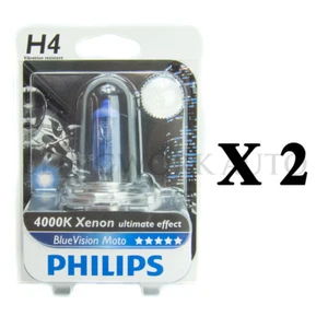 2x Philips H4 Blue Vision Moto 4000K Motorcycle Bike CAR Headlight Bulb Globe - Bild 1 von 3