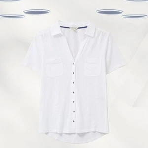 Ex White Stuff Women's Short Sleeve Pocket Jersey Shirt in White - Picture 1 of 5