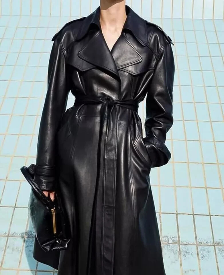 long black leather trench coat products for sale | eBay