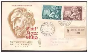 FDC Venetia Club Vatican 1954 - San Augustine Viaggiata Racc - Picture 1 of 1
