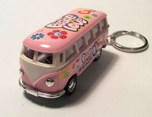 1962 KeyChain Pink Volkswagen Classical Bus Peace