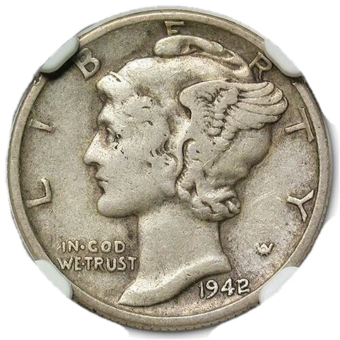 1942/1 MERCURY 10c NGC VF/XF-35 BOLDLY SEEN 2 OVER 1 HIGHLY SOT COIN LIKE THIS Cover