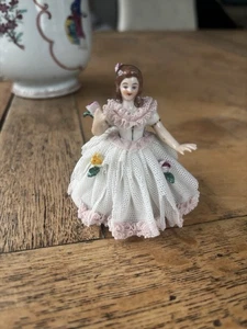 Vintage DRESDEN LACE  BALLERINA FIGURE, GERMANY 4 INCHES TALL - Picture 1 of 4