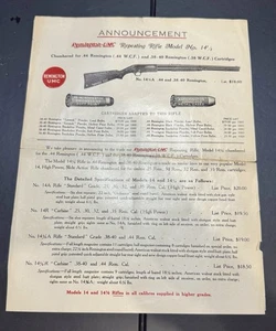 Vintage Remington Announcement Repetiergewehr Modell 14 1/2 Broschüre - Bild 1 von 5