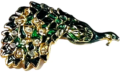 Pin de pavo real - dorado / verde - Pin de pavo real para camisa / corbata / sombrero Foto 1 de 4