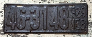 Old 29 NE. Vintage 1929 Nebraska Rat Rod Automobile license Plate 46-3148 - Picture 1 of 3