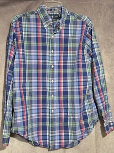 Ralph Lauren Hemd Herren Large blau kariert gewebt 100% Baumwolle Button Down rot Pony - Bild 1 von 7