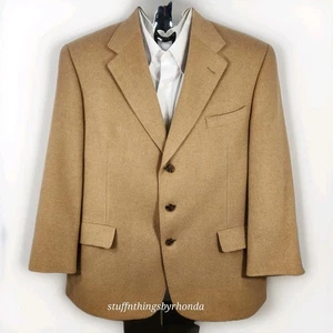 Vintage 1995 Men's Hart Schaffner Marx Camel Hair Blazer Sport Coat 48" Chest - Picture 1 of 12