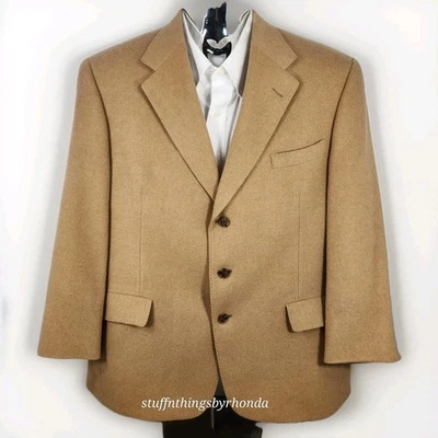 Blazer abrigo deportivo vintage 1995 para hombre Hart Schaffner Marx pelo camel pecho 48" Foto 1 de 4