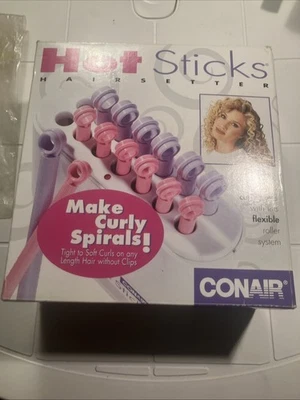 Винтажные Conair Hot Sticks Набор для Волос 14 Гибких Роликов 1990-е Бигуди Pageant Новые из старых запасов - Изображение 1 из 4