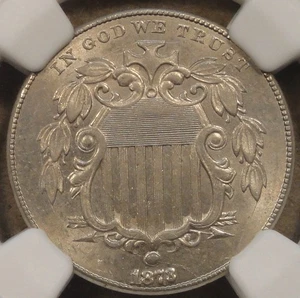 1873 Closed 3 Shield Nickel 5c NGC Certified MS62 - Picture 1 of 4