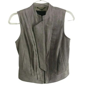 BCBGMaxAzria Damien Moss Faux Suede Zip Front Vest Womens XS - Picture 1 of 7