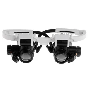 2 LED 8X 15X 23X Adjustable Lens Jewelry Watch Repair Magnifier Head Eye Loupe - Picture 1 of 12