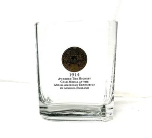 Jack Daniels Whiskey 1914 Gold Medal London Square 8 Ounce Rocks Glass ~ Rare - Picture 1 of 2