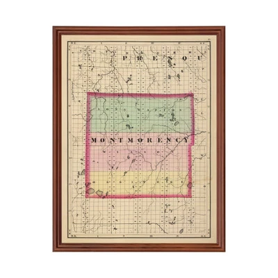 Old Map of Montmorency County, MI 1873 - Vintage Michigan Ar - Image 1 of 4