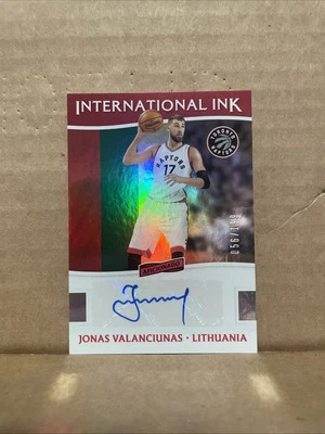 2016 JONAS VALANCIUNAS PANINI AFICIONADO #9 INK AUTO #D/199 SP CARD RAPTORS - Image 1 of 2