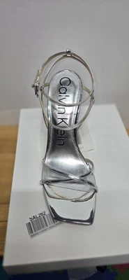 Zapatos Calvin Klein para mujer talla 10 plateados kcTEGIN sandalia con tiras punta cuadrada Foto 1 de 4