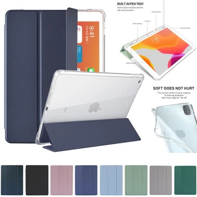 For iPad 9th 8th 7th 6th 5th Generation 10.2"/9.7" Leather Case Clear Back Cover - Image 1 of 4