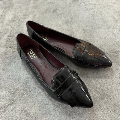 Franco Sarto Helsa Black Pointed Toe Fringe Ballet Flats Shoes 11 Shiny - Image 1 of 4