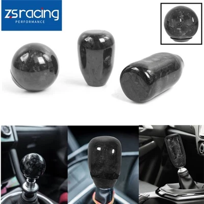 Universal Forged Carbon Fiber Manual Car Gear Shift Knob Lever Shifter Black - Image 1 of 4