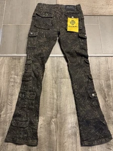 Guapi Tactical Stacked Ruched Denim Skinny Jeans In Camo - Men's Size 32 - Picture 1 of 5