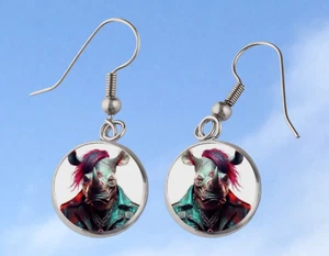 Anime Punk Rock Nashorn handgefertigt Cabochon Ohrringe Strumpf Füller Z224 - Bild 1 von 1