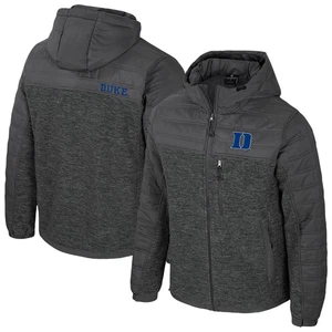 Men's Colosseum Charcoal Duke Blue Devils Nightman Full-Zip Hoodie Puffer Jacket - Picture 1 of 3