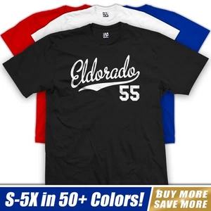 55 Eldorado Jersey T-Shirt | 1955 Classic Lowrider Sports Car Script Tee Shirt - Picture 1 of 36