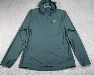 Outdoor Research Jacket Womens Large Green Shadow Wind Hoodie Rain Full Zip Hood - Picture 1 of 16