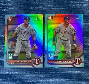 Pair 2022 1st Bowman 1st Edition Jose Rodriguez Sky Blue Foil BPPF-62 Rangers - Picture 1 of 1