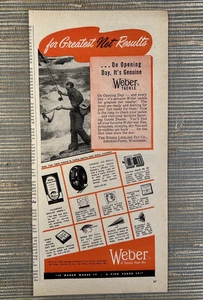Weber Fishing Tackle Lures Reel Stevens Point Wisconsin 1948 Vintage Print Ad - Picture 1 of 1