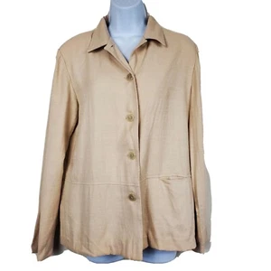 Kathie Lee Collection Womens Beige Button Up Blazer W Shoulder Pads Jacket Sz S - Picture 1 of 12