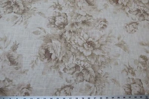 Covington Stoffe Jasmin 61 Sepia Leinen Blumen elegant Ton in Ton neutral - Bild 1 von 9