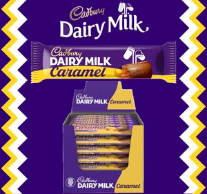 Cadbury Dairy Milk Caramel Chocolate Bar 45g Sweets Gift Celebration Kids - Picture 1 of 7
