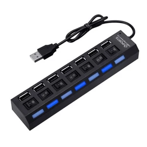7 Port USB Hub High Speed Multi Splitter Expansion Power Adapter For PC Laptop - Picture 1 of 15