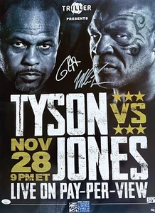 Mike Tyson & Roy Jones Jr.  Fight Poster JSA & Tyson Exclusive Authentication - Picture 1 of 1
