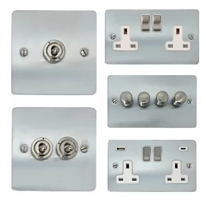 Interruptores de luz G&H placa plana cromo satinado FSC2, enchufes, atenuadores, palancas - Imagen 1 de 44