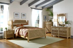 Mandalay Rattan 4 Pc Bedroom Queen Furniture Set from American Rattan - Picture 1 of 3