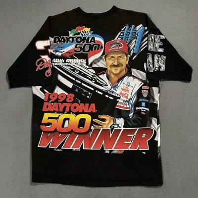 Dale Earnhardt NASCAR Daytona 500 Champion 复古 90 年代 AOP 全印花 T 恤 L — 第 1/4 张图片