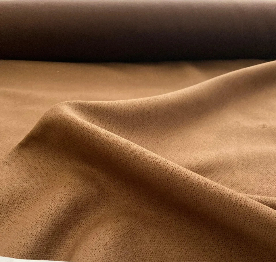 Microsuede Brown Textured Faux Suede Fabric- 1 7/8 Yard Piece - Image 1 of 4