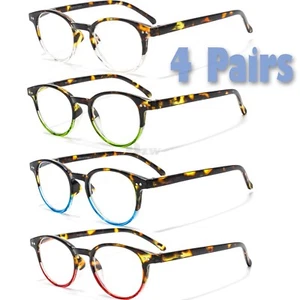 4 Pairs Mens Womens Spring Hinge Horned Rim Reading Reader Clear Glasses 1 - 3 - Picture 1 of 10